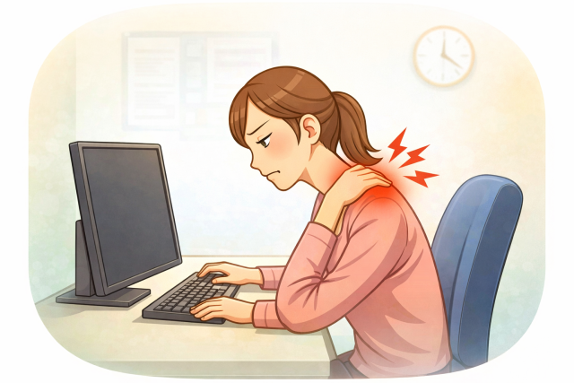 デスクワーク姿勢が辛いイメージ